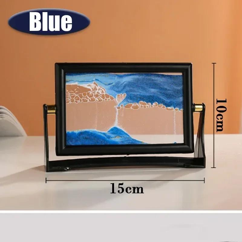 Hogar 5 Pulgadas Creativo Pintura de Arte de Arena en Movimiento Vidrio Arena Movediza Reloj de Arena Decoración Giratoria Adornos de Escritorio Regalo de Cumpleaños