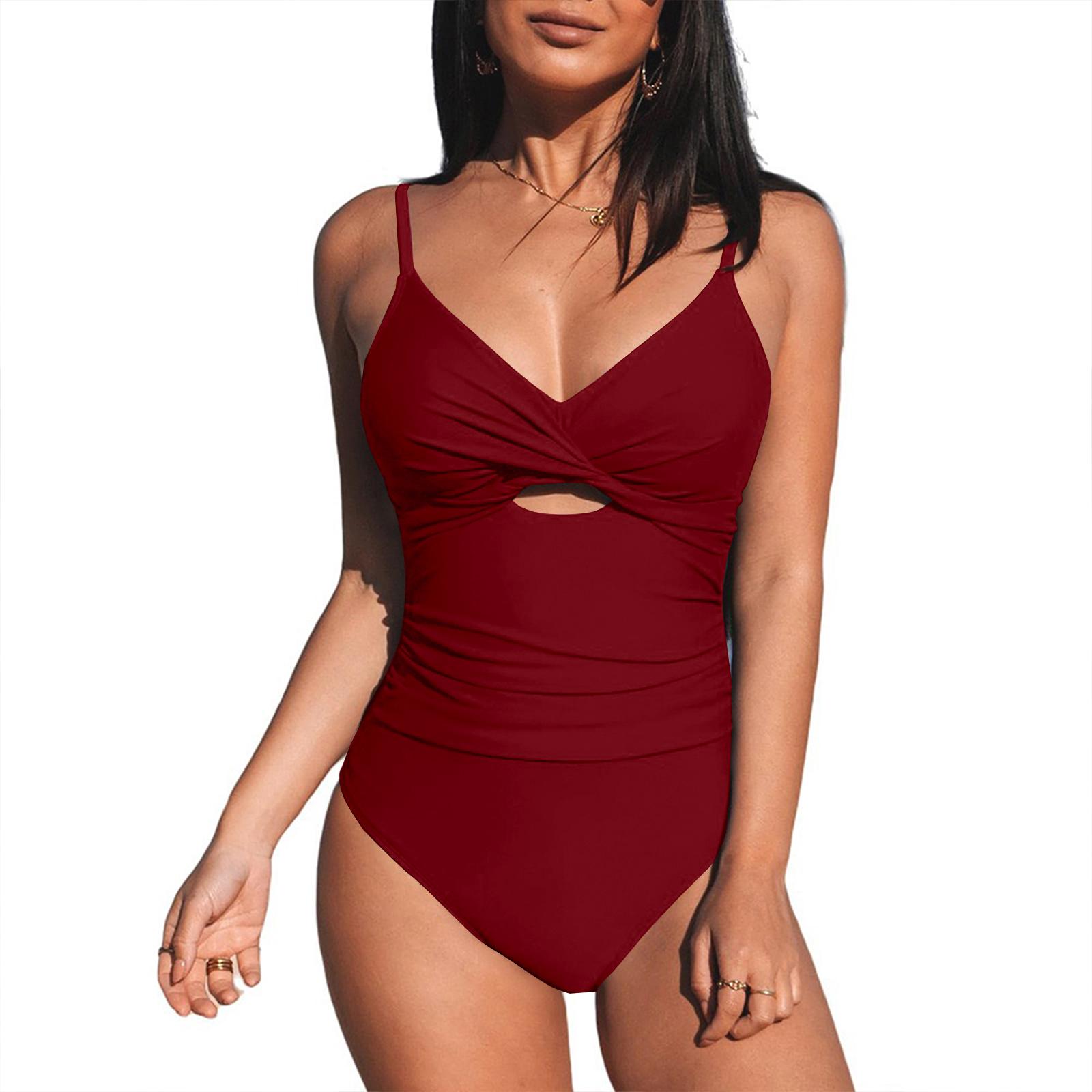 

Women s One-piece Bikini Swimsuit Sports Swimsuit XL винний