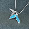 Fashion Cute Sea Whale Tail Pendant Necklace for Women Girl, Fashion Imitation Blue Opal Necklace, Wedding Party  Gift