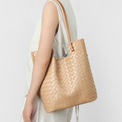 Tote Bag New Woven Hand-held Large Bag Cowhide Commuter Shoulder Bag Women's Large-capacity Leather Women's Bag