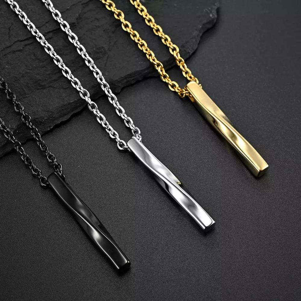 Simple Necklace Fashion Jewelry Rectangle Pendant Men's Accessories Korean Style Accessories