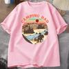 Outdoor Camping Dad T‑shirt "Camping Dad" Vintage Sunset Mountain Design Casual Short Sleeve Mens Tee Fathers Day Gift