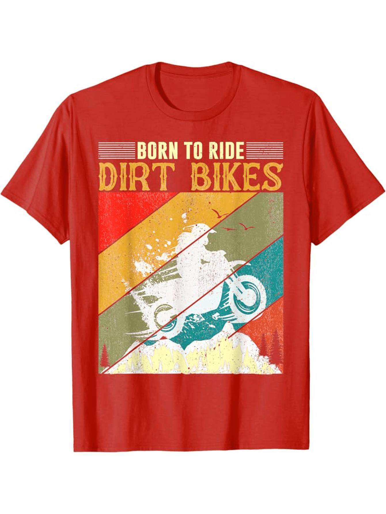 Vintage Dirt Bike Motocross with Born to Ride LogoDirt Bike Rider Graphic100cotton Oneck short sleeve printed mens Tshirt S
