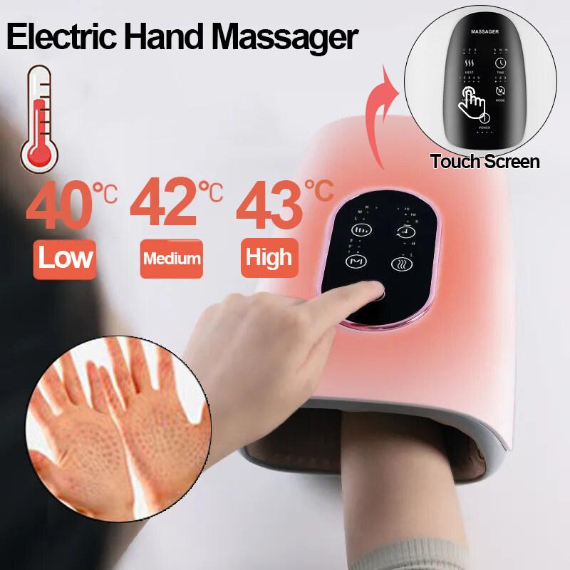 Electric Hand Massager Machine Finger Massager Palm Acupoint Pressing and Kneading Air Compression Hot Compress Improves Hand