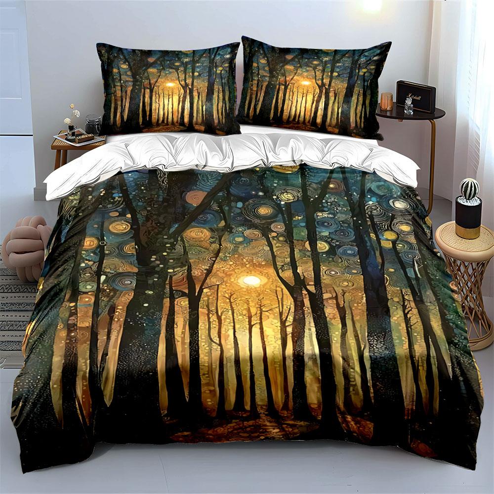 Glowing Forest with Swirls. Bedding Sets Duvet Cover Sets Duvet Covers Pillowcases(1 * Duvet Cover 2 * Pillowcases, Without Duvet Insert)