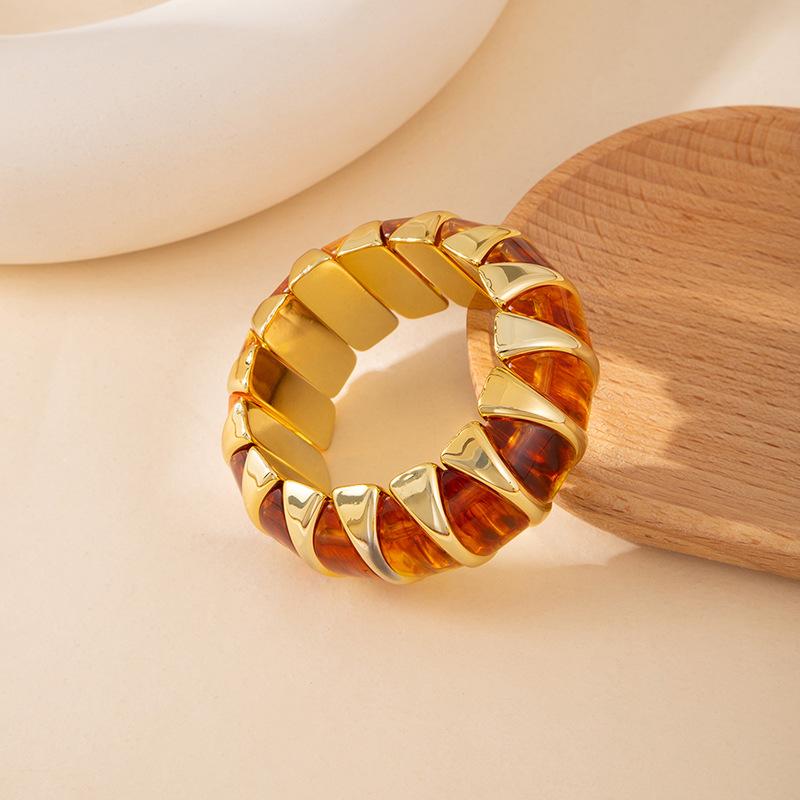 Color Smudged Acrylic Splicing Beaded Elastic Bracelet Exaggerated Bracelet Personalized High-End Jewelry