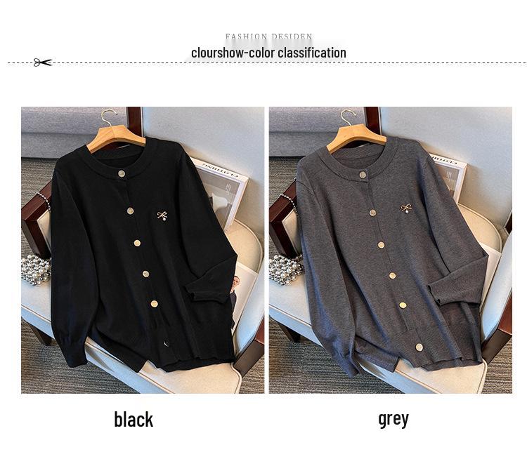 Plus Size Women's Loose Knit Cardigan Sweater (Bust 150/160) - 8305