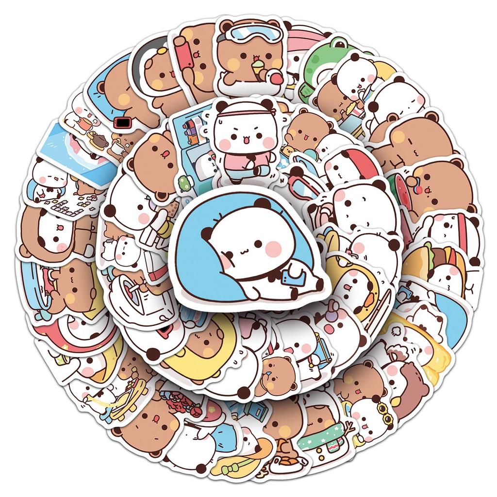 60 Cute Bear Emoticon Stickers: Waterproof Decor for Bottles, Stationery, and Computers