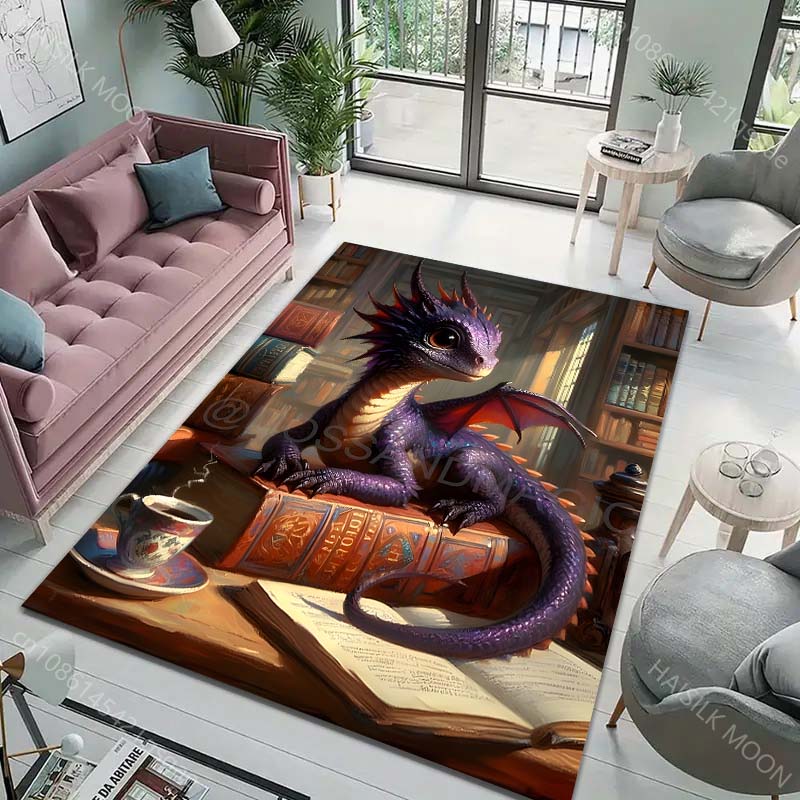 Magic Book Dragon Print Carpet for Living Room Bedroom Bathroom Mat Creative Doormat Sofa Table Home Decor Area Rug Luxury Gift