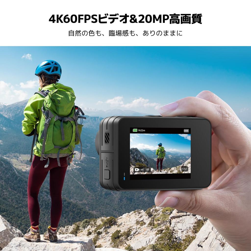 AKASO Brave 7 LE Action 4K IPX7 Unterwasser Bild Dual Touch Zeit Extern 2 1350mAh Fernbedienung HDMI und Selfie-Stick Kamera, 60fps, 20MP, Wasserdicht,