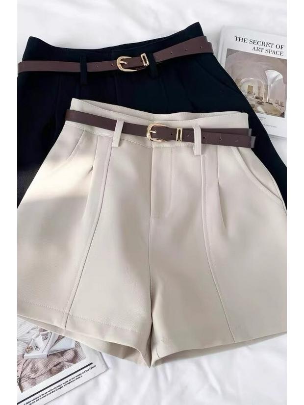 Korean Retro High-Waist Wide-Leg Shorts, Spring 2025 A-Line Casual Wear, New Hong Kong Style