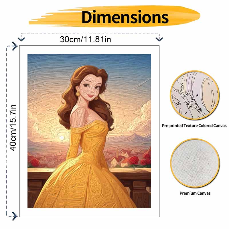 Disney Belle Princess oil paint by numbers painting kit handmade diy home decor gifts wall art canvas picture for adult decor unique