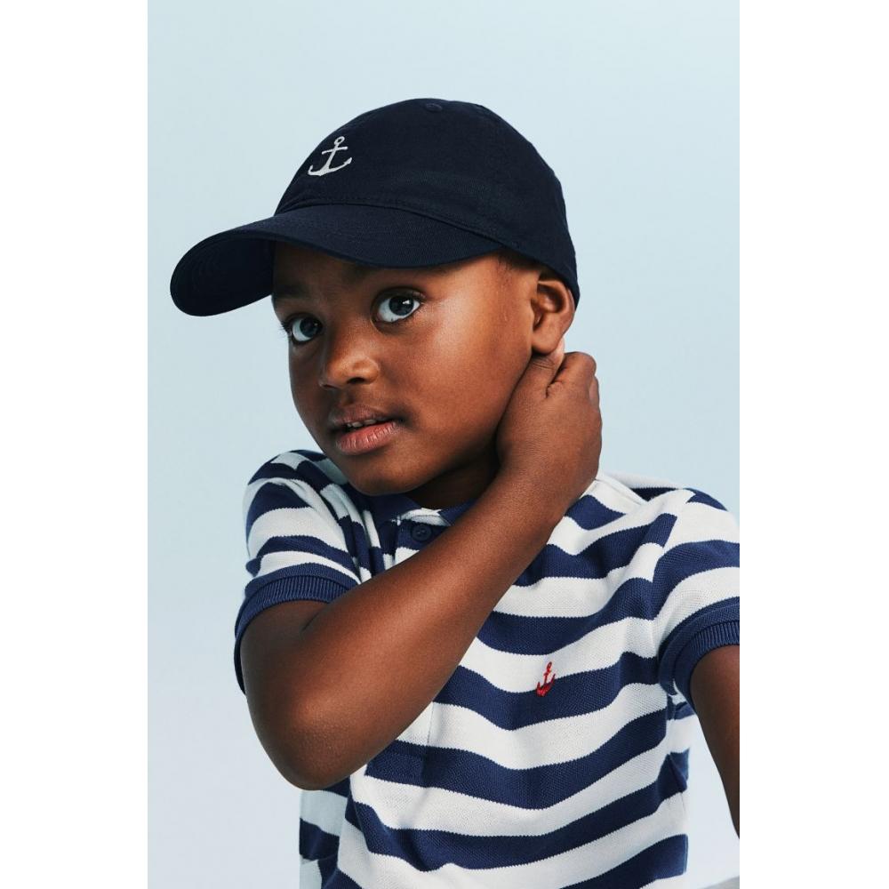 

Хлопковая кепка с вышивкой HM Темно-синий якорь