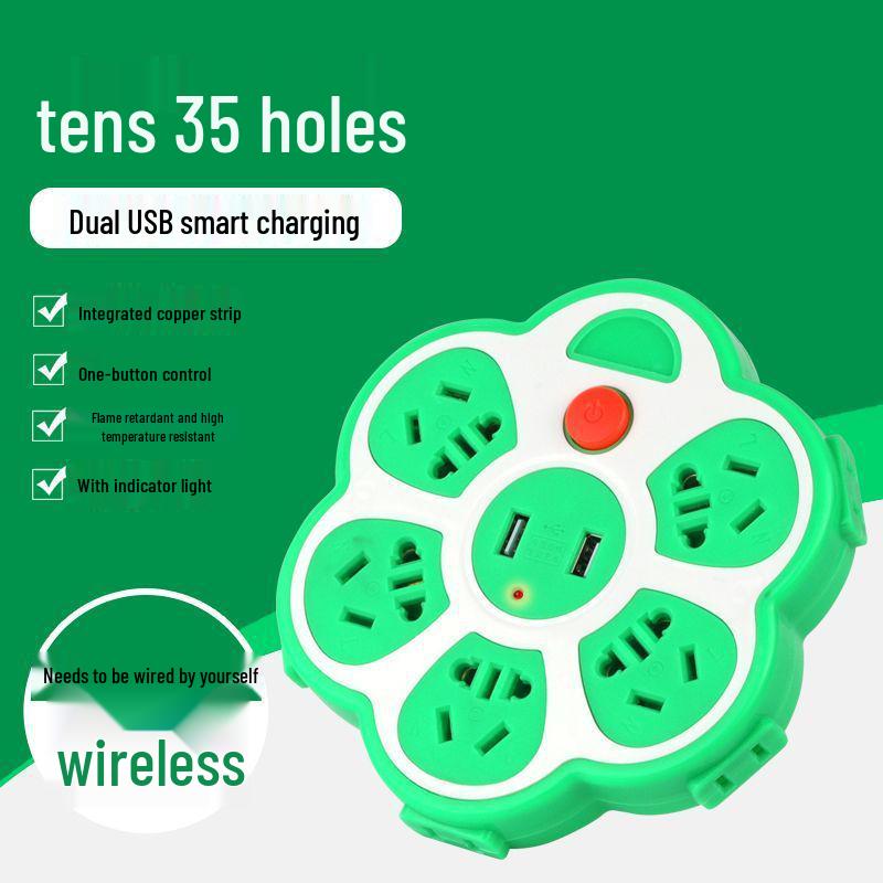 Creative USB Multi-Hole Power Strip with Anti-Leakage Socket for Dorm & Home