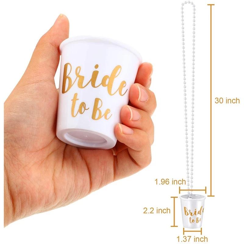 1Set Team Bride To Be Cup Plastic Shot Glasses Necklace Bachelorette Party Supplies Wedding Bridal Shower Hen Night Decorations
