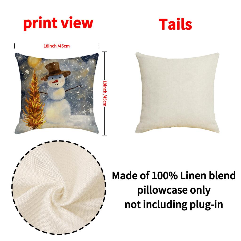 New Christmas Pillow Cover Holiday Decoration Santa Claus Print Cushion Linen Stain-resistant Home Sofa Cushion