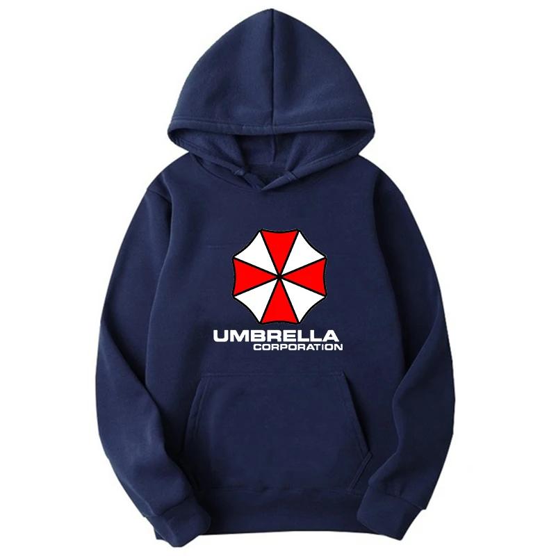 Fashion Loose Sweatshirt Men's Fall and Winter Casual Loose Street Hoodie Creative Red and White Protective Umbrella Printing