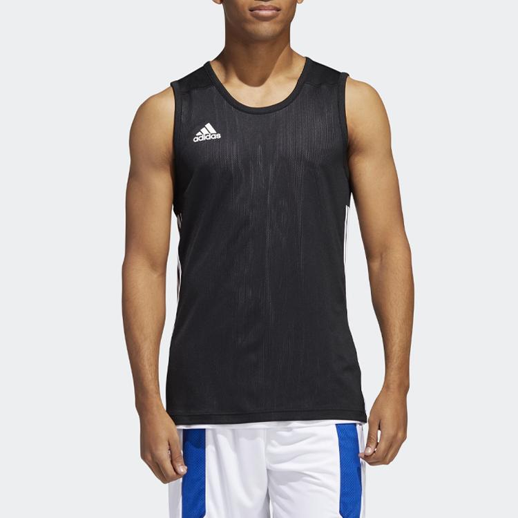 Adidas Knit Reversible Basketball Training Running Vest Men Tops Black DX6385