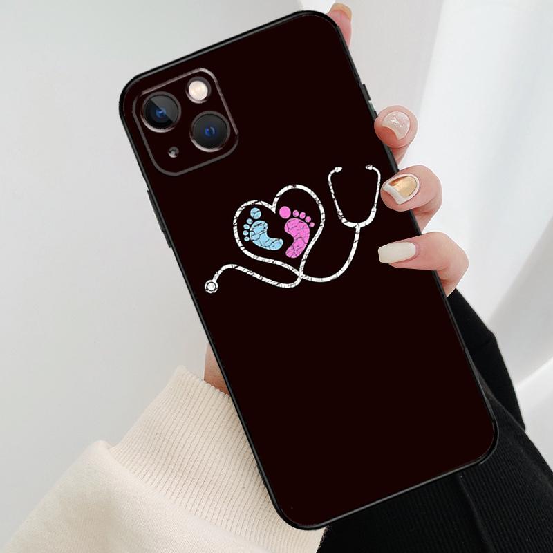 Cute Stethoscope Heart Phone Case For iPhone 17 Pro Max 16 15 11 13 12 14 Pro Max mini 15 16 Plus 16e 17 Air Cover