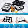 Ice Cube Mold, Silicone Ball Ice Cube Tray With Lid And Large Square Ice Cube Mold, Reusable