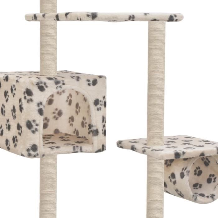 VidaXL Arbre à chat avec griffoirs en sisal 260 cm Beige Motif pattes