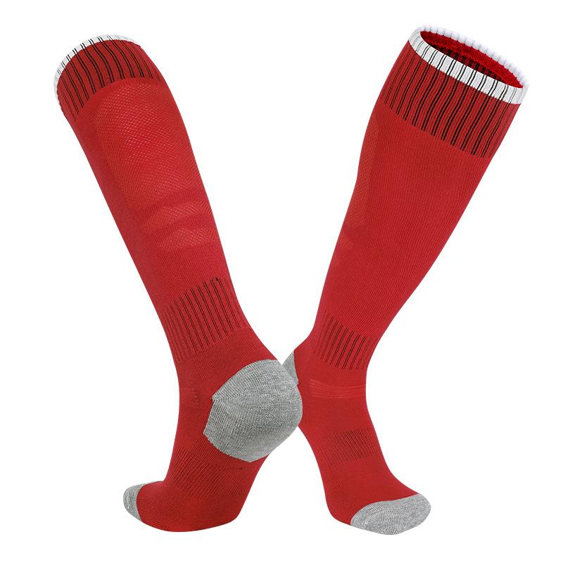 

Thin Towel Bottom Football Socks Adult High Tube Breathable Training Socks Non-Slip Sports Stockings Children smodel(shoesizes32-37)_2Pcs красный