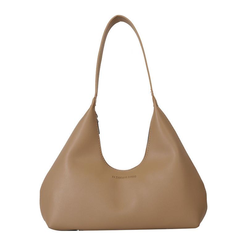 Trendy Street Style Pure Color Pu Shoulder Bag 2023 Autumn Winter New Stylish Commuter Handbag Medium Size