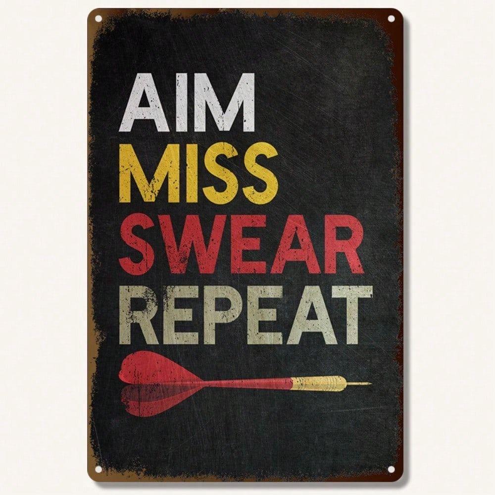 

Vintage Metal Dart Board Sign, Humorous Pub Wall Decor for Game Room Bar