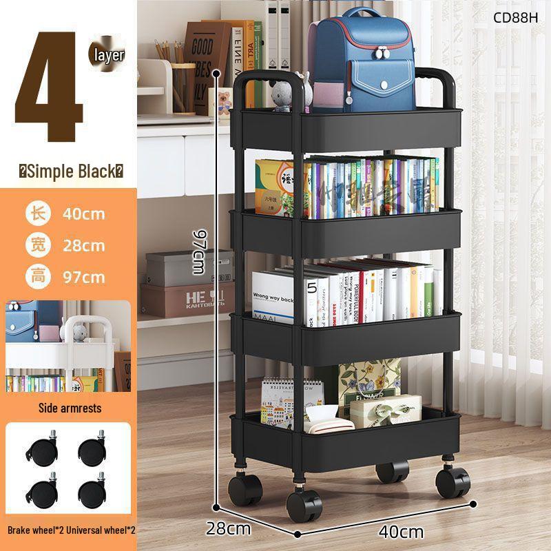 Compact Folding Carbon Steel Storage Cart for Kitchen or Bedroom