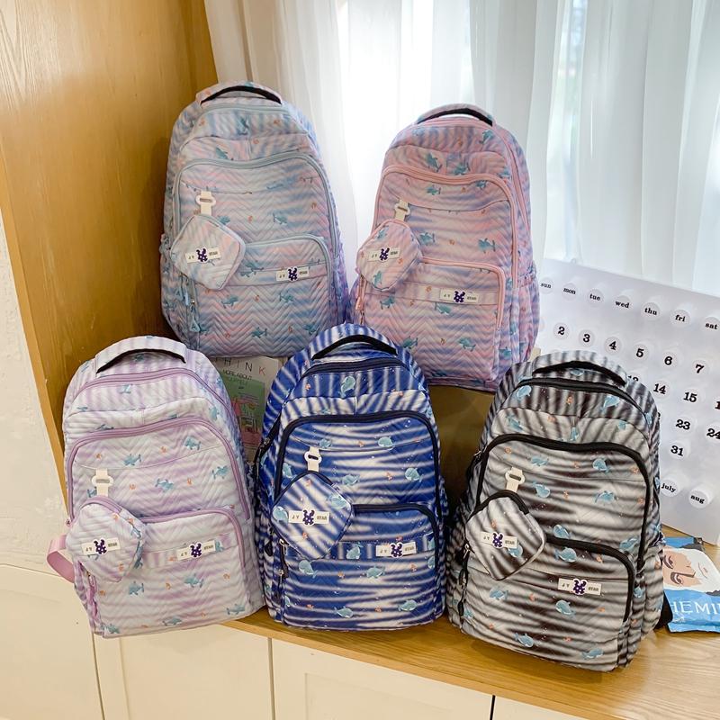 Zebra Print Backpack Women's Large Capacity Backpack Student School Bag with Coin Purse