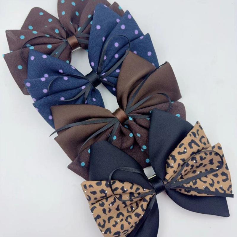 French Satin Bow Ponytail Hair Clip - Floral Design for Women