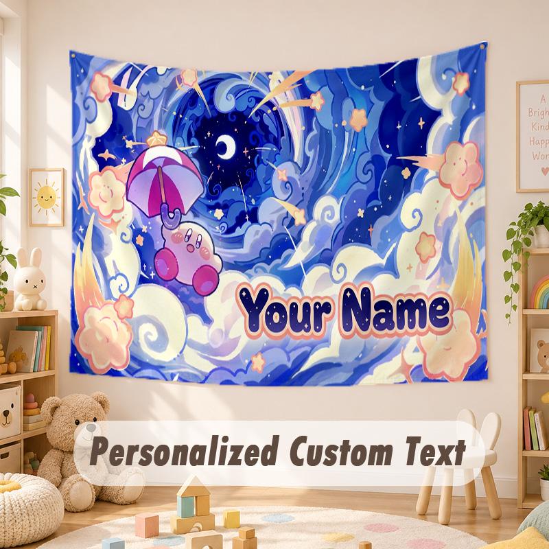 Arazzo Personalizzato con Testo e Nome, Appeso da Parete Kirby Stile Boho, Arazzo Decorativo per Sfondo Stanza