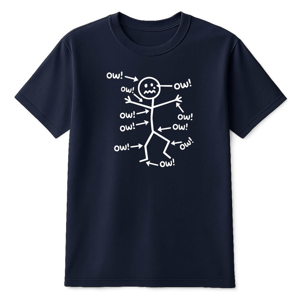 Rolig Stick Figure Ow T-shirt Sarkastisk Smärta Humor Födelsedagspresent Unisex Barn Topp