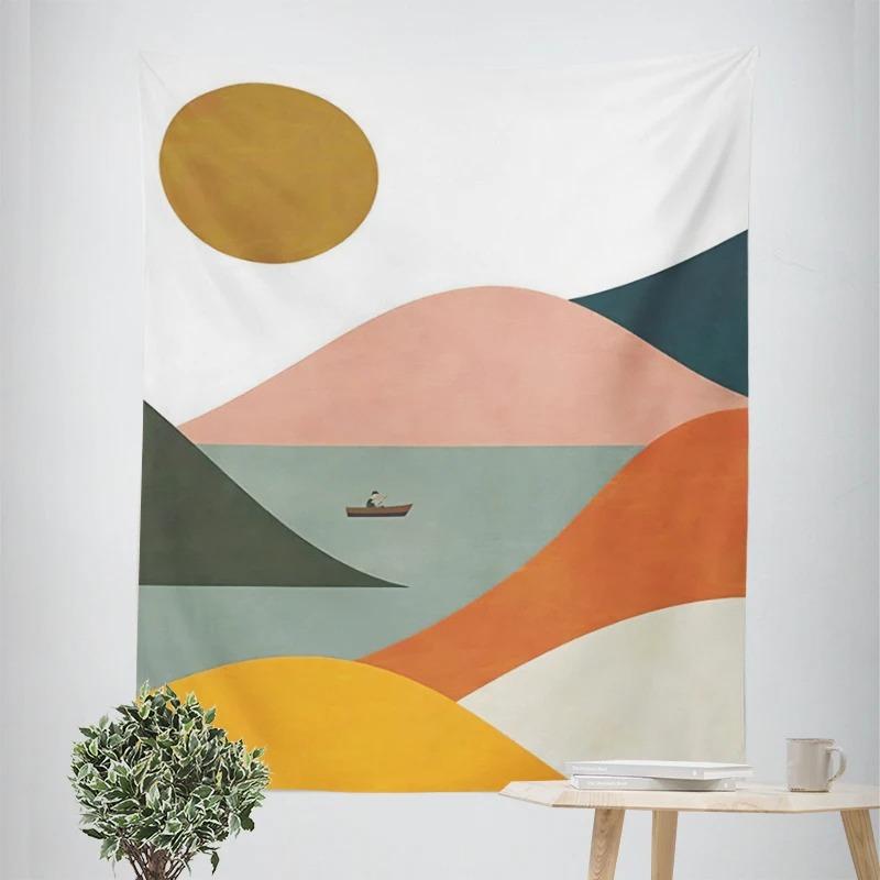 Simple Illustration Style Decorative Tapestry Home Wall Decoration Office Living Room Tapestry