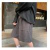Khaki Corduroy Shorts Oversized Loose Five-quarter Pants Summer Korean Fashion Wide-leg Pants Hip-hop Bottoms For Men And Women