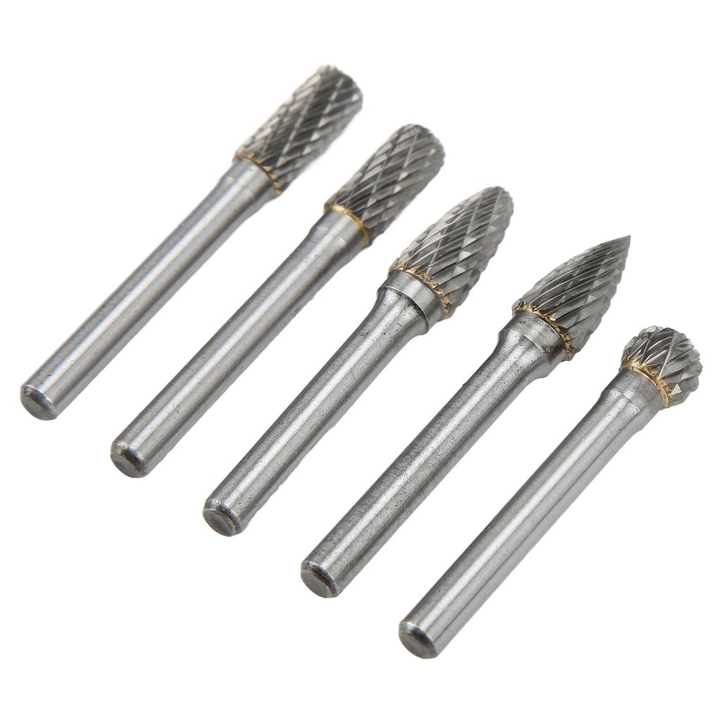 5 stk 6x10mm Dobbelkutt Wolframkarbid Roterende Filer Sett for Maskineri Luftfart Bil Skip