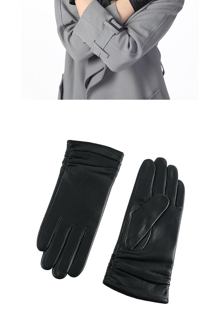 Women's Korean Style Sheepskin Fingerless Motorcycle Gloves - Warm, Thicken Real Leather Winter Wear