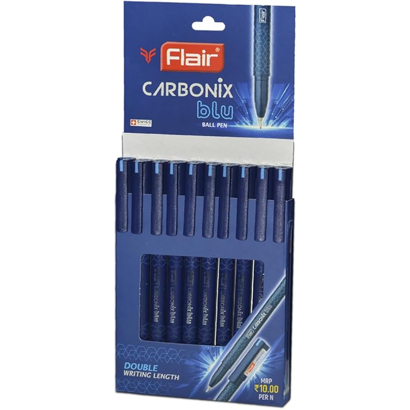 Flair Carbonix Blu Ball Pen Wallet Pack | 0.7 Mm Tip Size | Low-Viscosity Ink With Double Writing Length | Smudge Free W