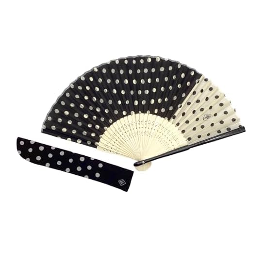 Kyosuke Silk Folding Fan with Case, Yumeji Takehisa Polka Dot Black, Approx. 21cm, Men's/Women's, Do