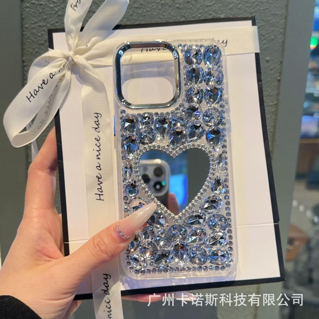 Luxury Diamond Mirror Mobile Phone Case Love Mirror Suitable for VIVOx90/x200 Mobile Phone Case S19 S20 Women