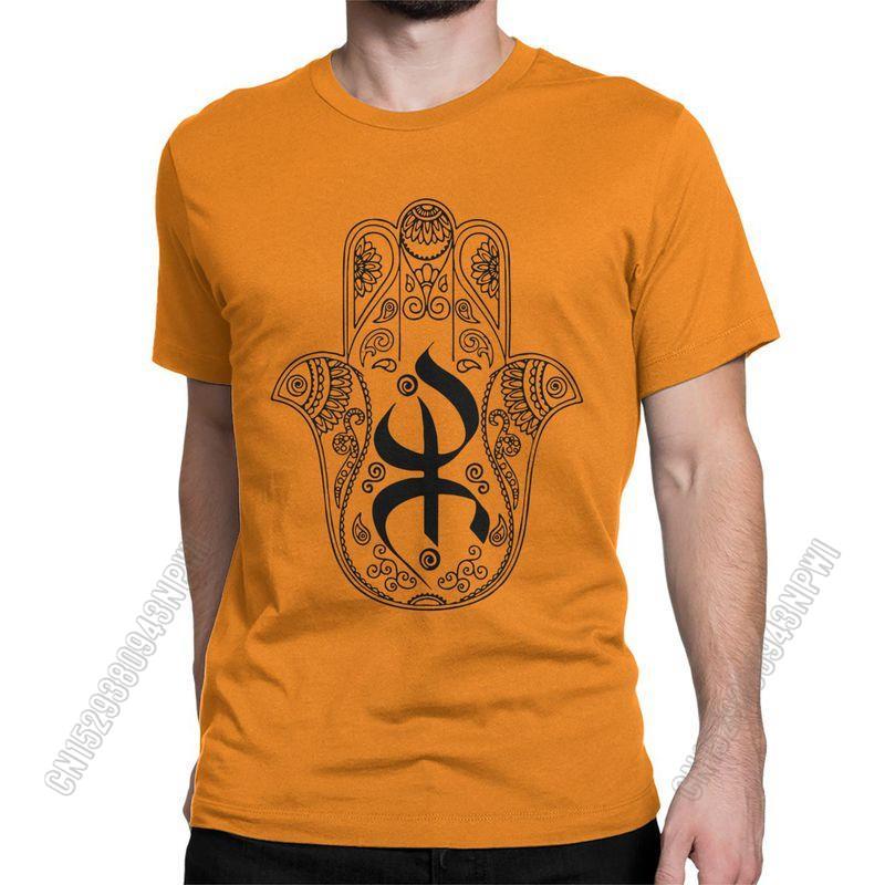 Unisexs TShirt Khamsa Amazigh Berber With Yaz Patterns Pure Cotton Tees Stylish Chic Symbol Of Luck T Shirts Crewneck Tops