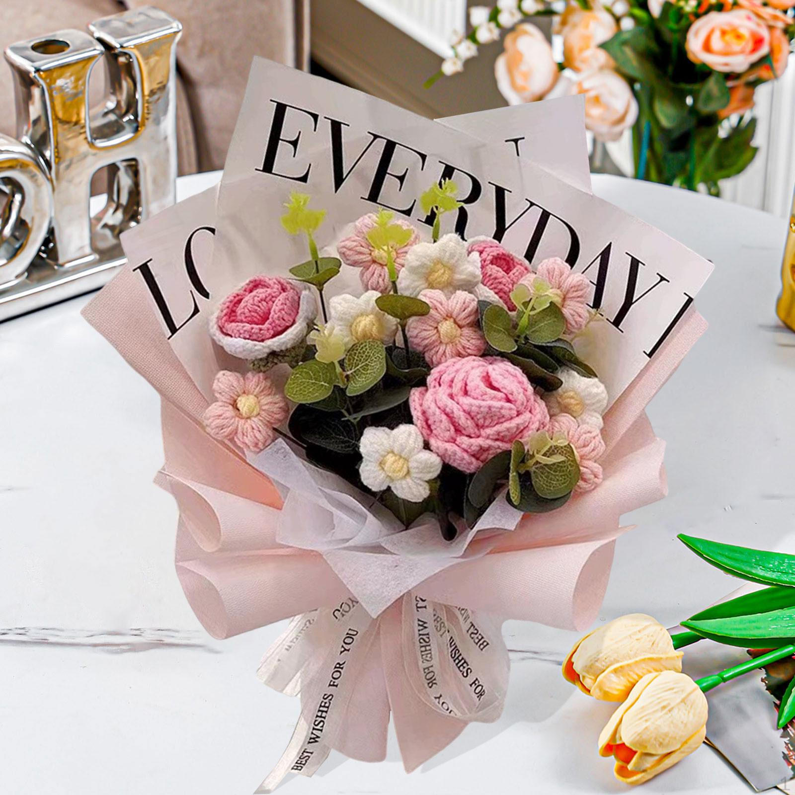 

Knitted Flower Display, Home Centerpiece Arrangement, Gift Idea for Girlfriend розовый