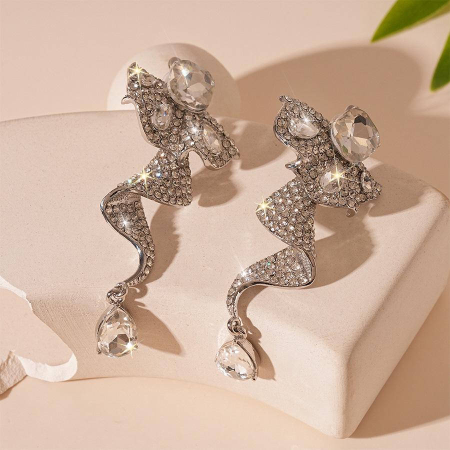 Schicke Strassblume & Tropfen Silberohrringe - Eleganter europäischer & amerikanischer Stil