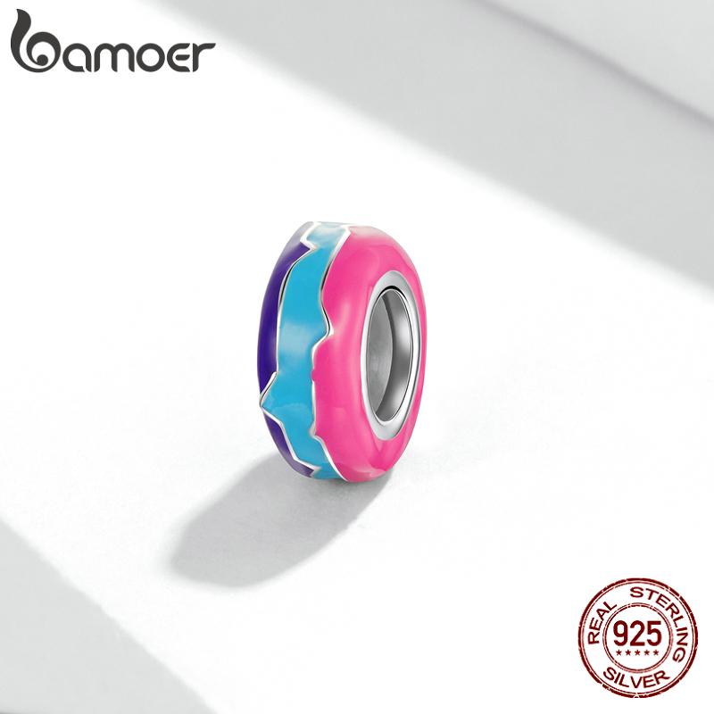 

BAMOER Стерлингового Серебра 925 пробы Красочные Масло Капает Изысканные Очаровательные Бусины для Оригинального Браслета Изящных Ювелирных Изделий 925 silver