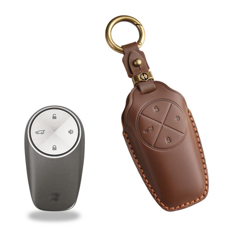 Styling Mouldings Car Fob Key Cover Keychain Accessories Leather Case Holder Protector Shell for Nio Es6 2019 Es8 2018 Keyless E