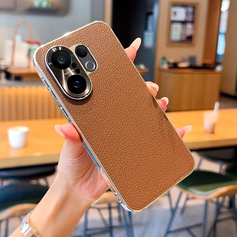 For Vivo V31 5G/V40 Pro/V50/V50 Pro/V60/X200 FE Case Lychee Pattern Leather Metal Alloy Camera Frame Protection Back Case Cover