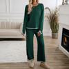 Women's clothing set comfortable commuting simple daily fashion temperament casual solid color knitted long sleeved woolen clothing set