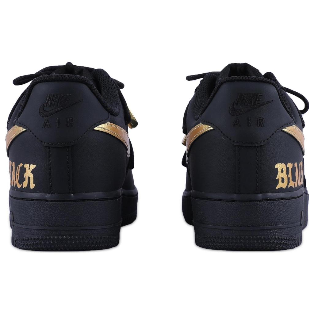Nike Air Force 1 PU Abrasion Resistant Balance Low top Skateboard Shoes Unisex Black Gold CW2288-001(Team55-)
