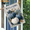 1pcs, Autumn Thanksgiving with Blue and White Pumpkin and Leaves - Flagdouble-sided Garden Flag Courtyard Decoration, Outdoor Decoration, Lawn Decorat
