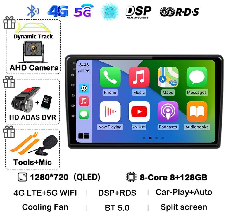 Android 14 Wireless Carplay Auto For Ford Fusion 1 2005-2012 Car Radio GPS Navigation Multimedia Video Player 4G WIFI Stereo